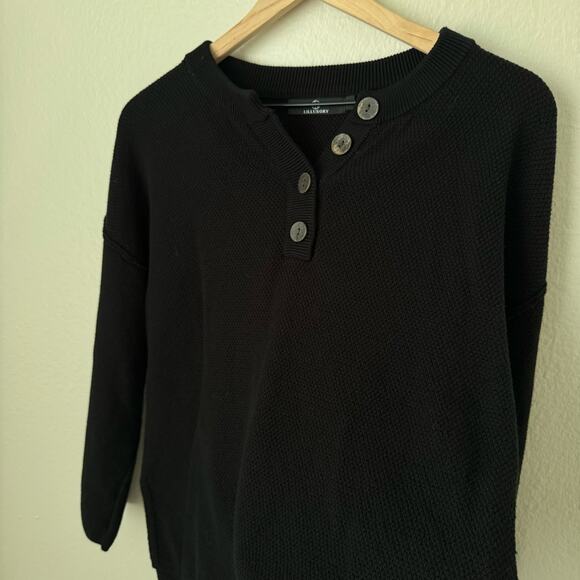 Lillusory Womens Black Waffle Knit Sweater Button Crewneck Longsleeve Size Small - Picture 5 of 7